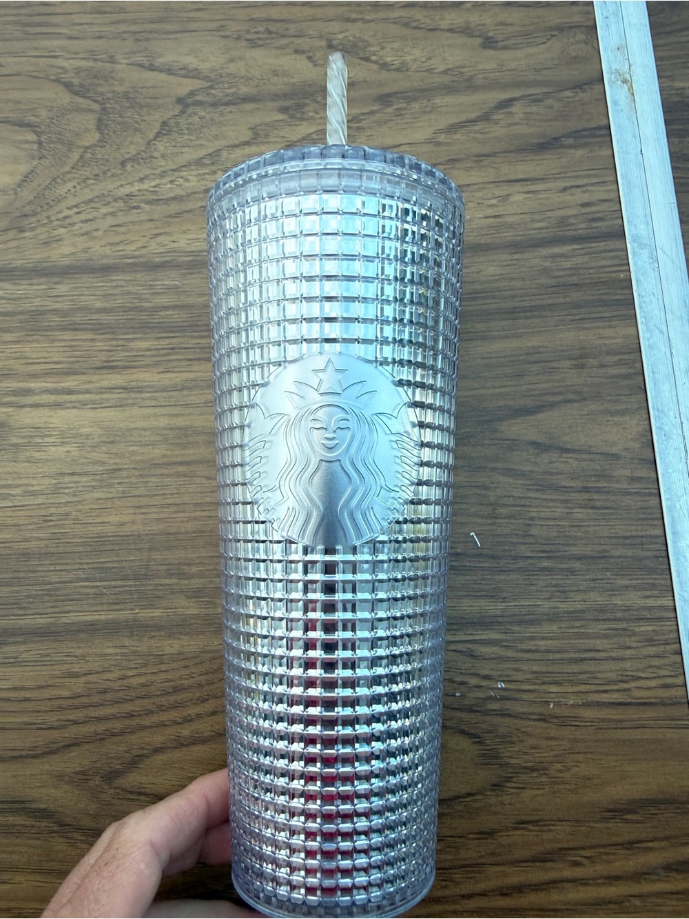 Starbucks Silver Textured Studded Tumbler with Straw